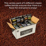 Paquete de café Colonial, variedad de tueste, 32 bolsas 2.5 oz.