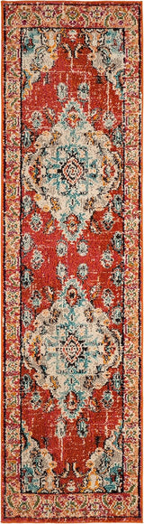 Alfombra Runner Boho Chic Medallón, Diseño Desgastado, MNC243H