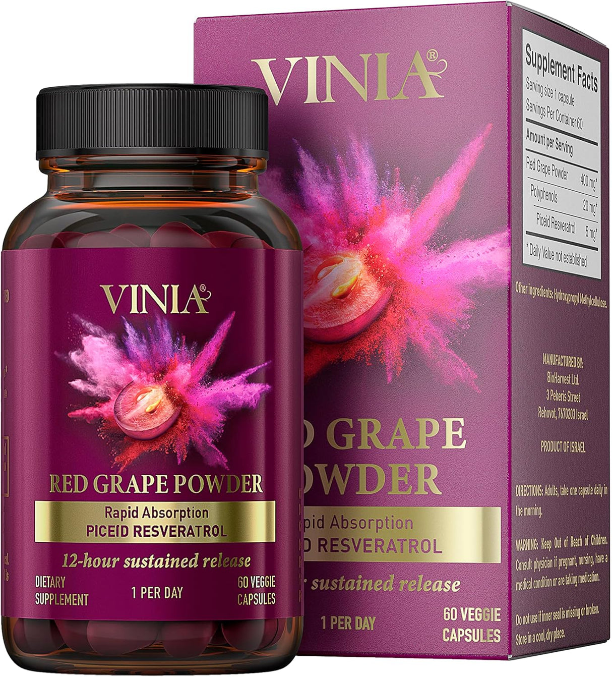 Suplemento Resveratrol Piceid de absorción rápida 90 días