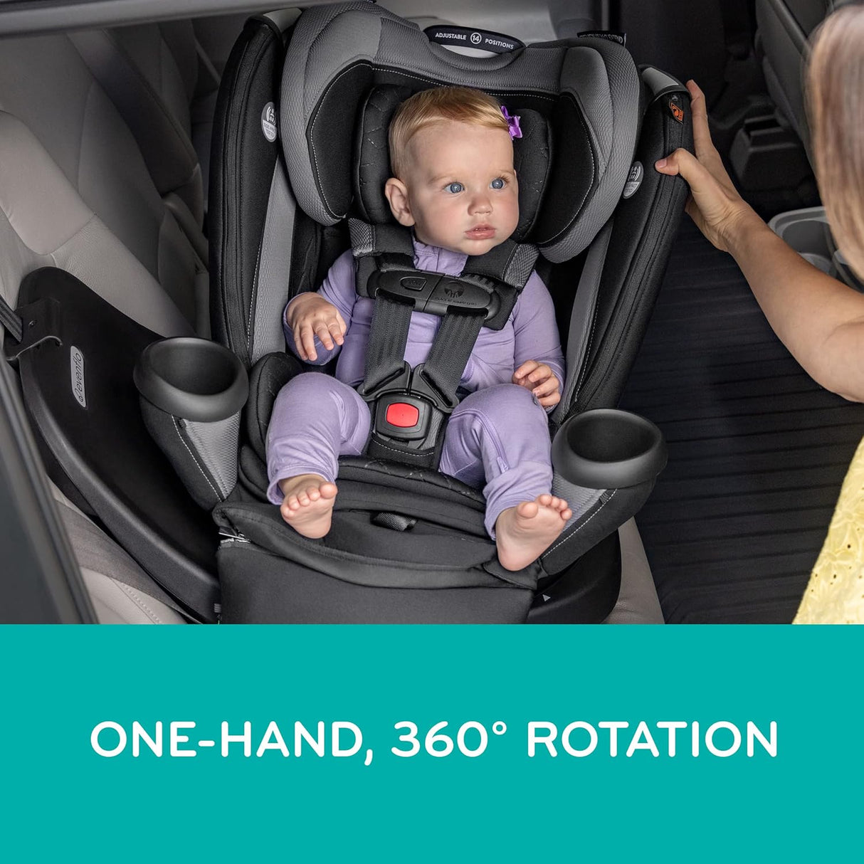 Evenflo Asiento giratorio todo en uno para automóvil  funda