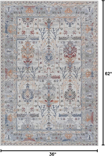 Alfombra Adiva 3x5 Lavable Antideslizante Vintage 3' x 5
