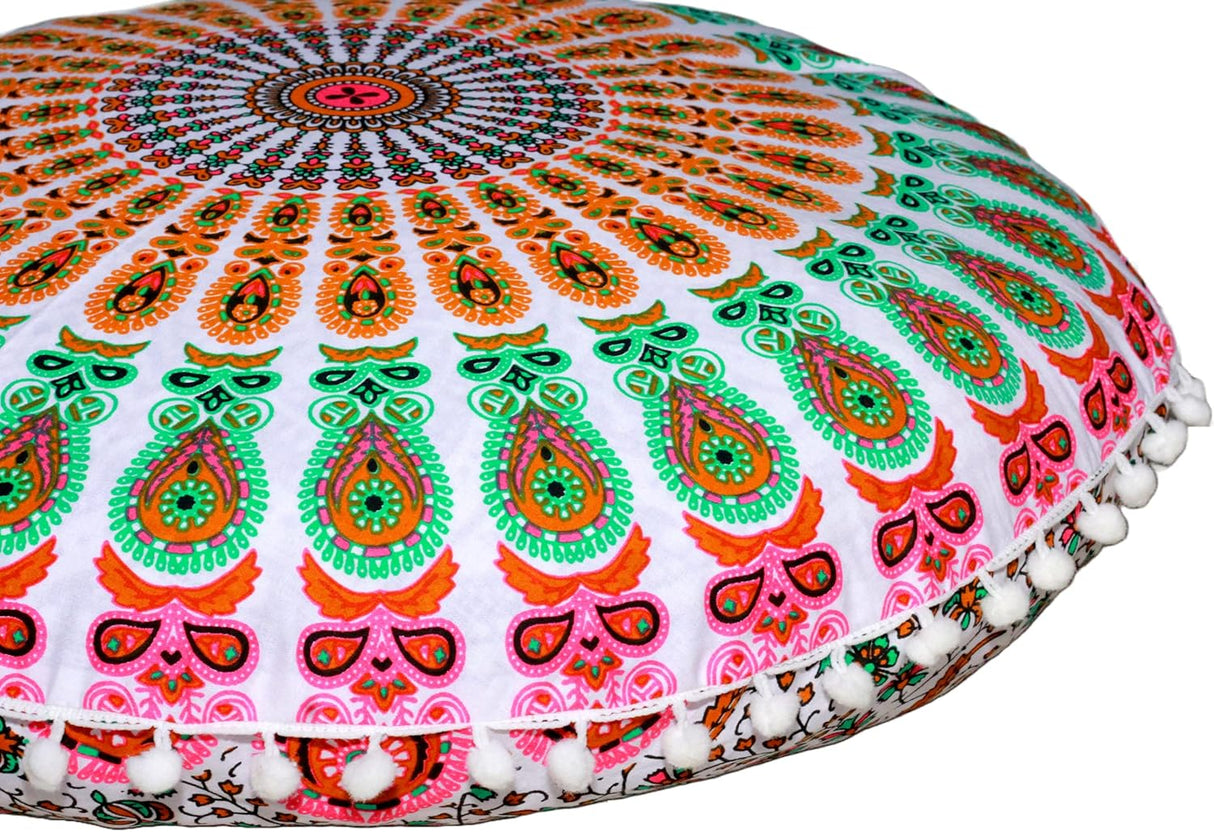 Cojín redondo grande para el suelo, funda otomana, almohada para meditación, cojín de suelo para adultos, puf otomano, fundas de tiro otomano, muebles de sala de manualidades, funda de 22 pulgadas