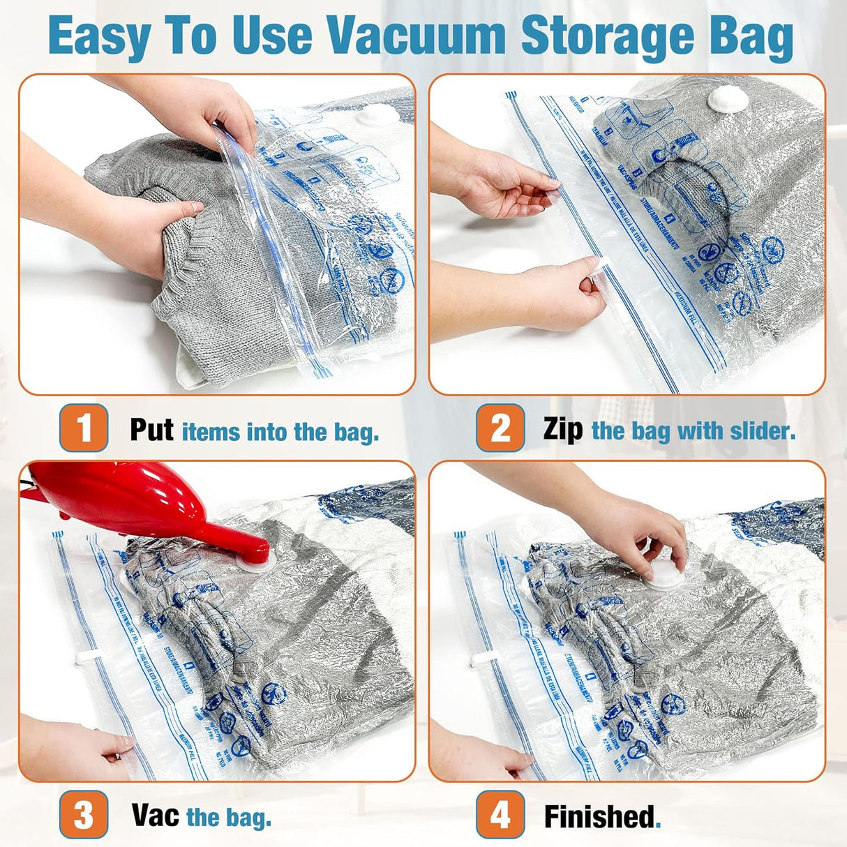 Bolsas de almacenamiento al vacío con bomba de mano para viaje