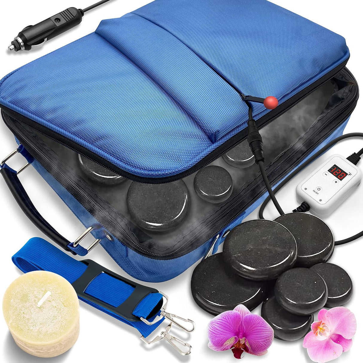 Piedras para Masajes portátil kit SERENELIFE PSLMSGST40BL
