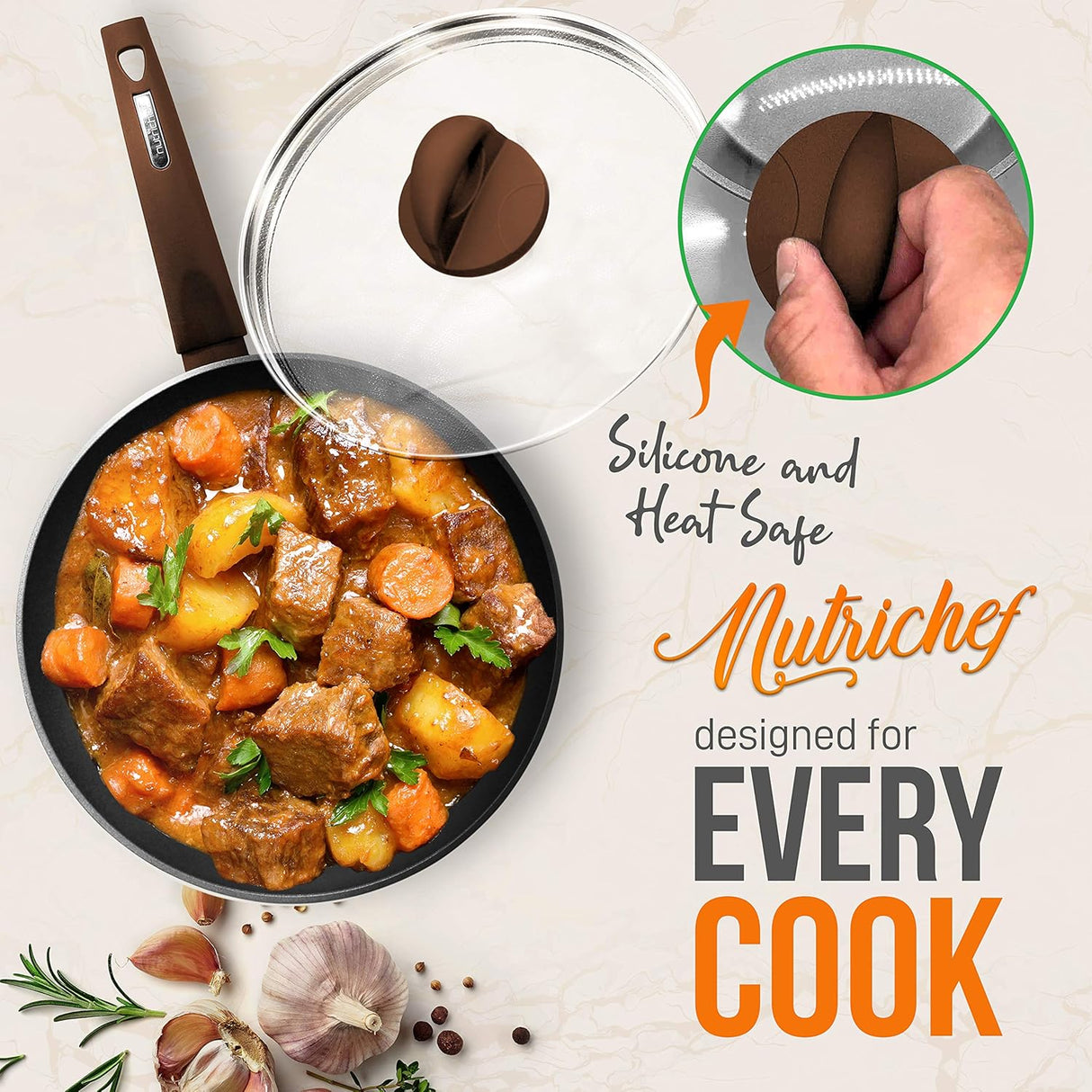 Juegos de Ollas de cocina elegantes NUTRICHEF NCCW12BRW.5