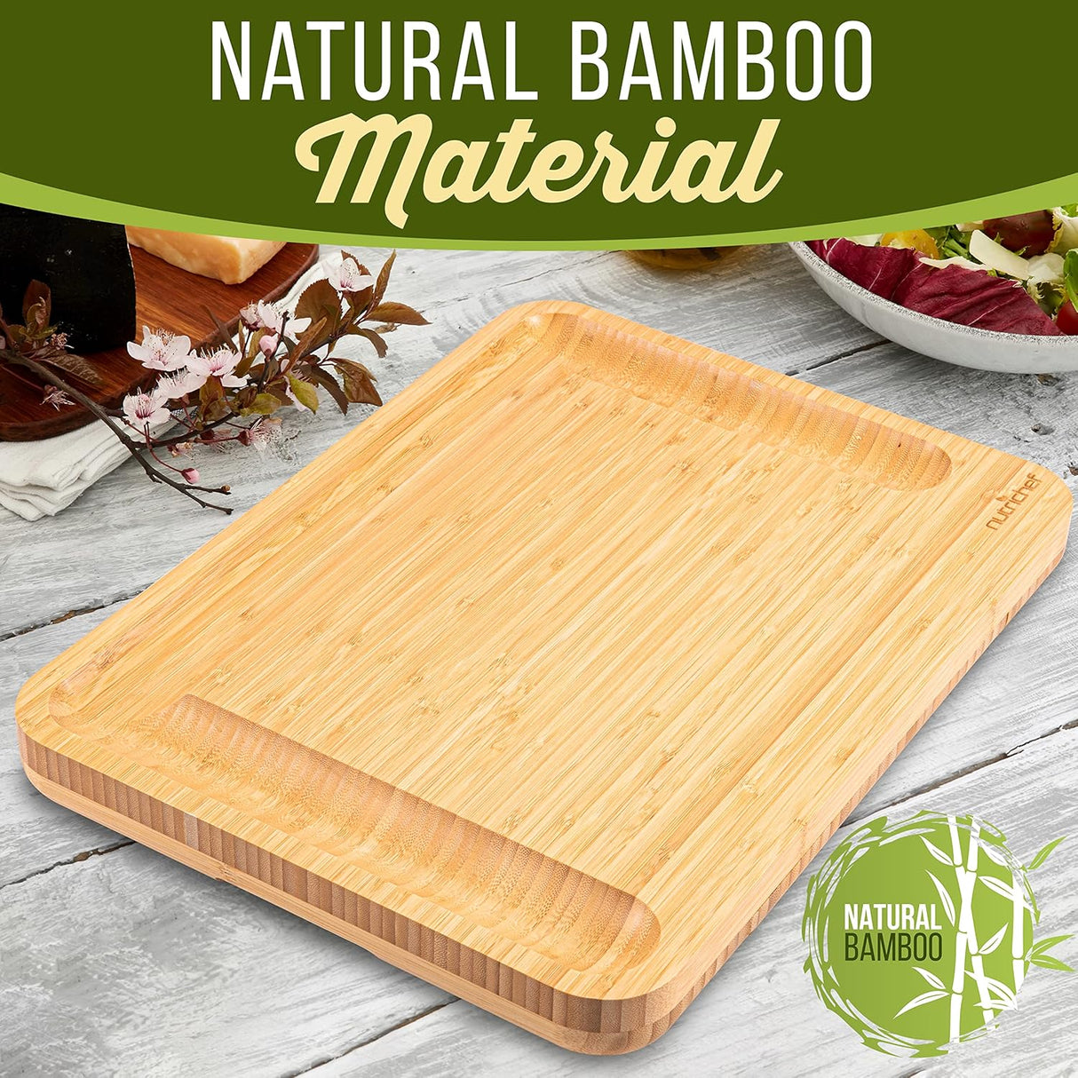 Bandeja de queso de bambú minimalista NutriChef PKCZBD93