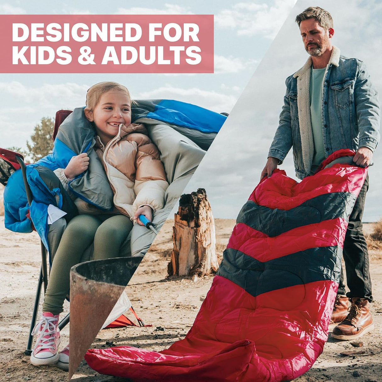 Sleeping Bags for Adults & Kids - Cold/Warm Weather, Lightweight