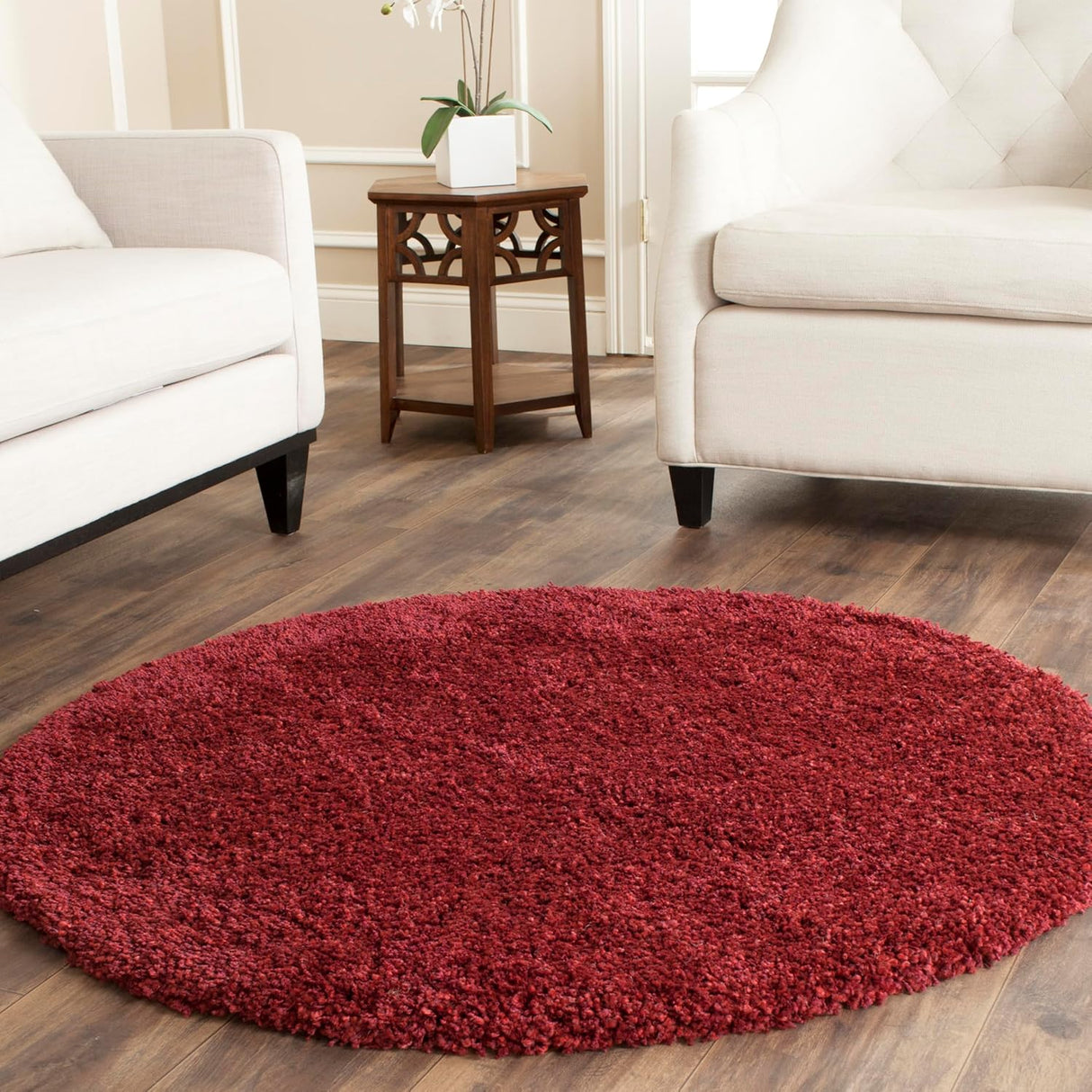 Alfombra redonda shag de 4' con grosor de 2 pulgadas SG151