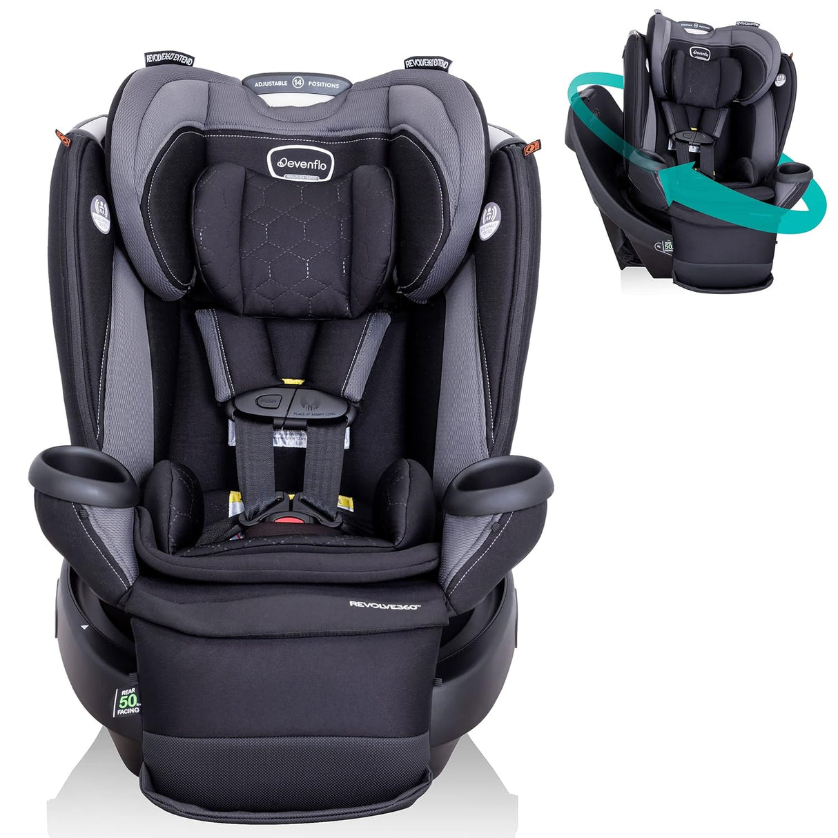 Evenflo Asiento giratorio todo en uno para automóvil  funda
