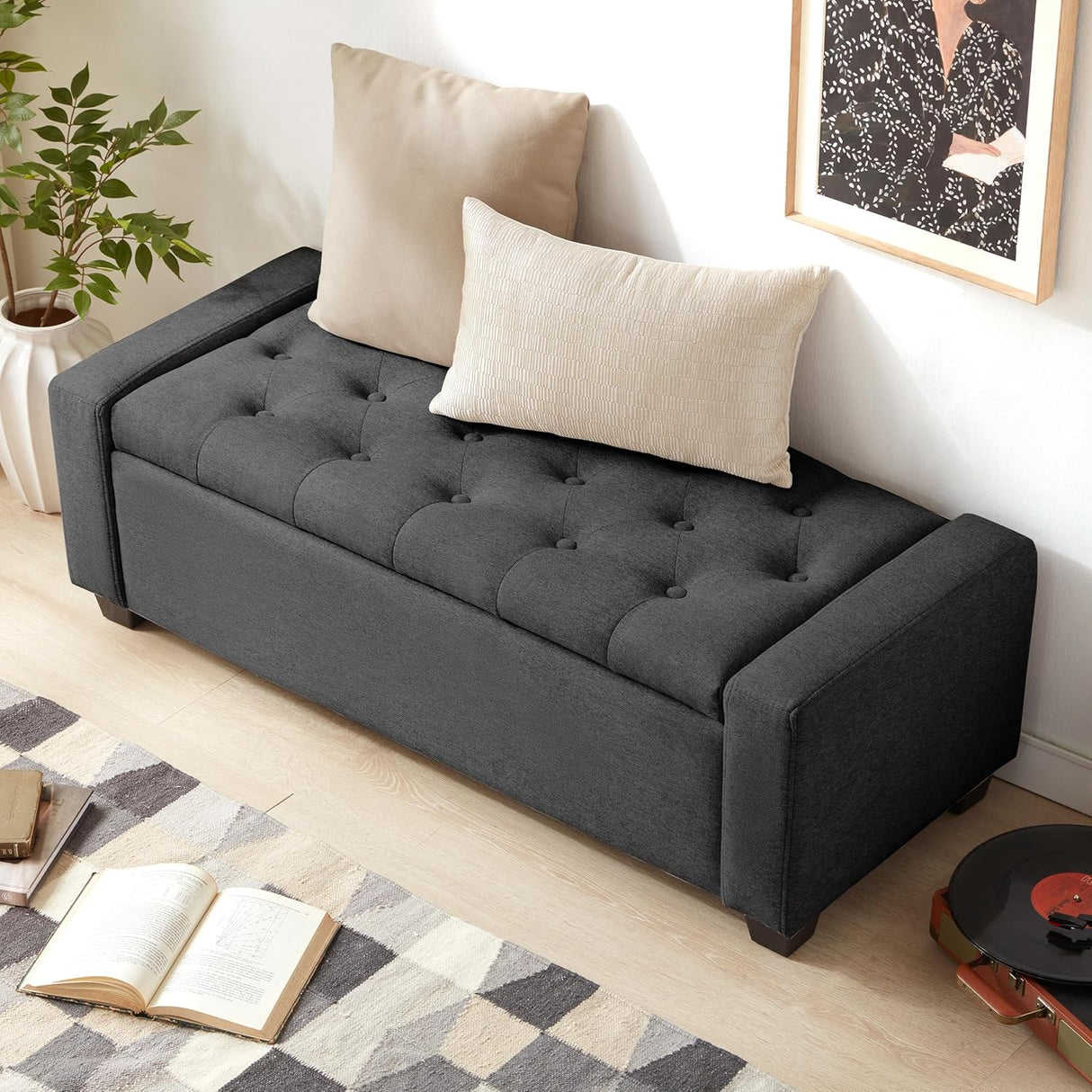 Ottomana de Almacenamiento con Bisagra de Seguridad