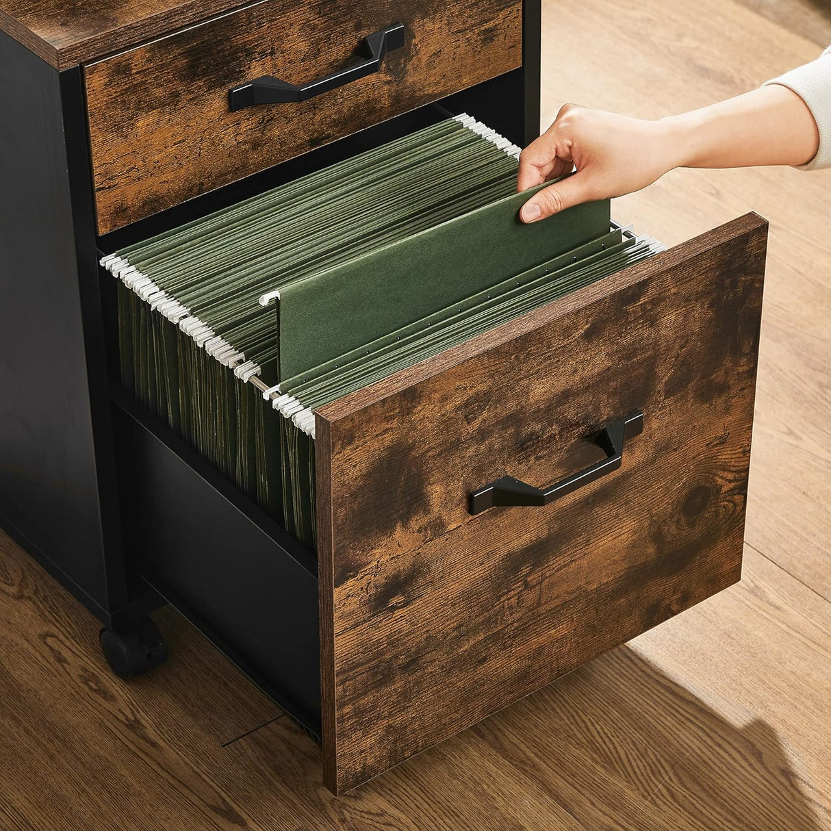 Gabinete de Archivos VASAGLE con Ruedas, 2 Cajones, Rustic Brown