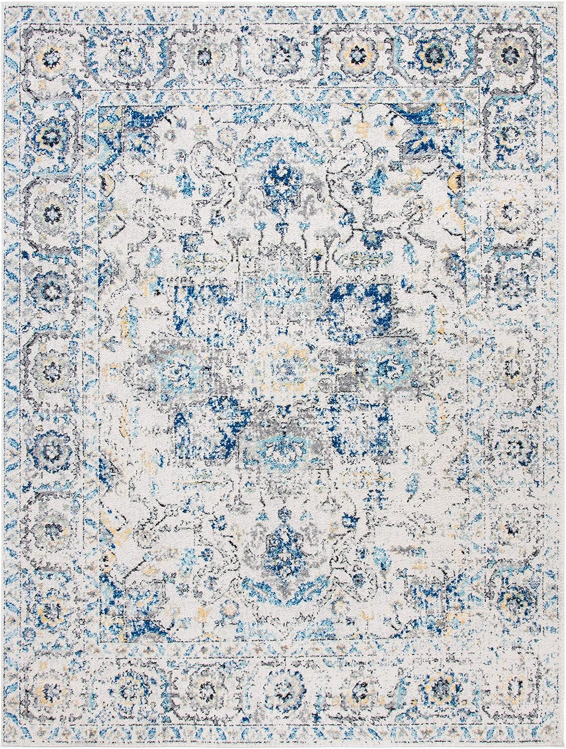 Alfombra de área, diseño medallón nevado, fácil cuidado, MAD603F