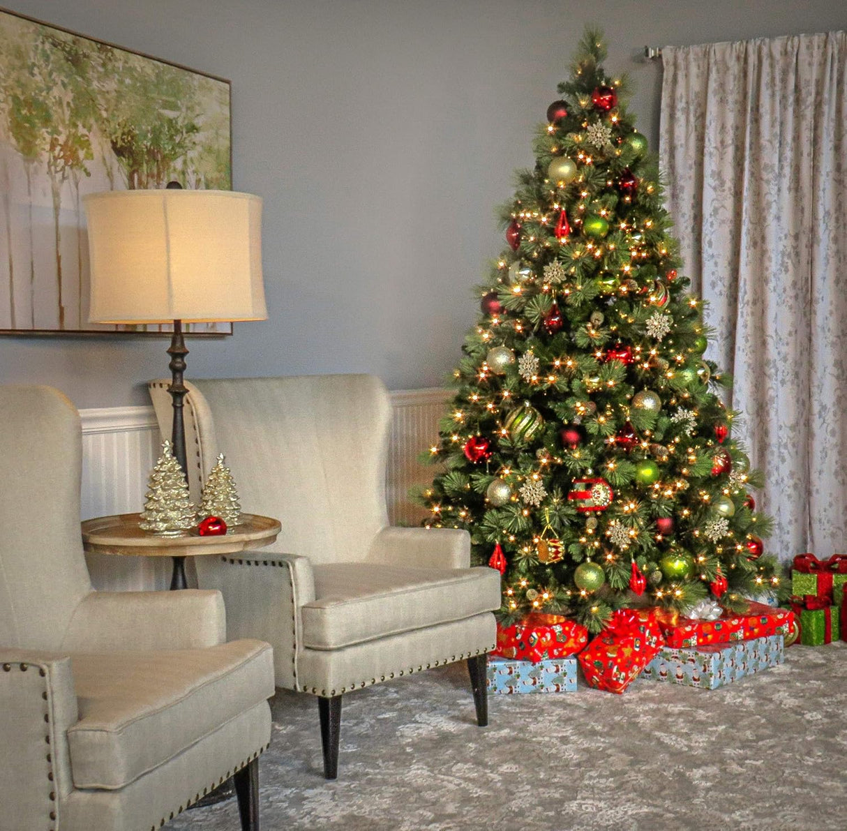 Árbol de Navidad Artificial National Tree 7.5ft, 750 luces claras