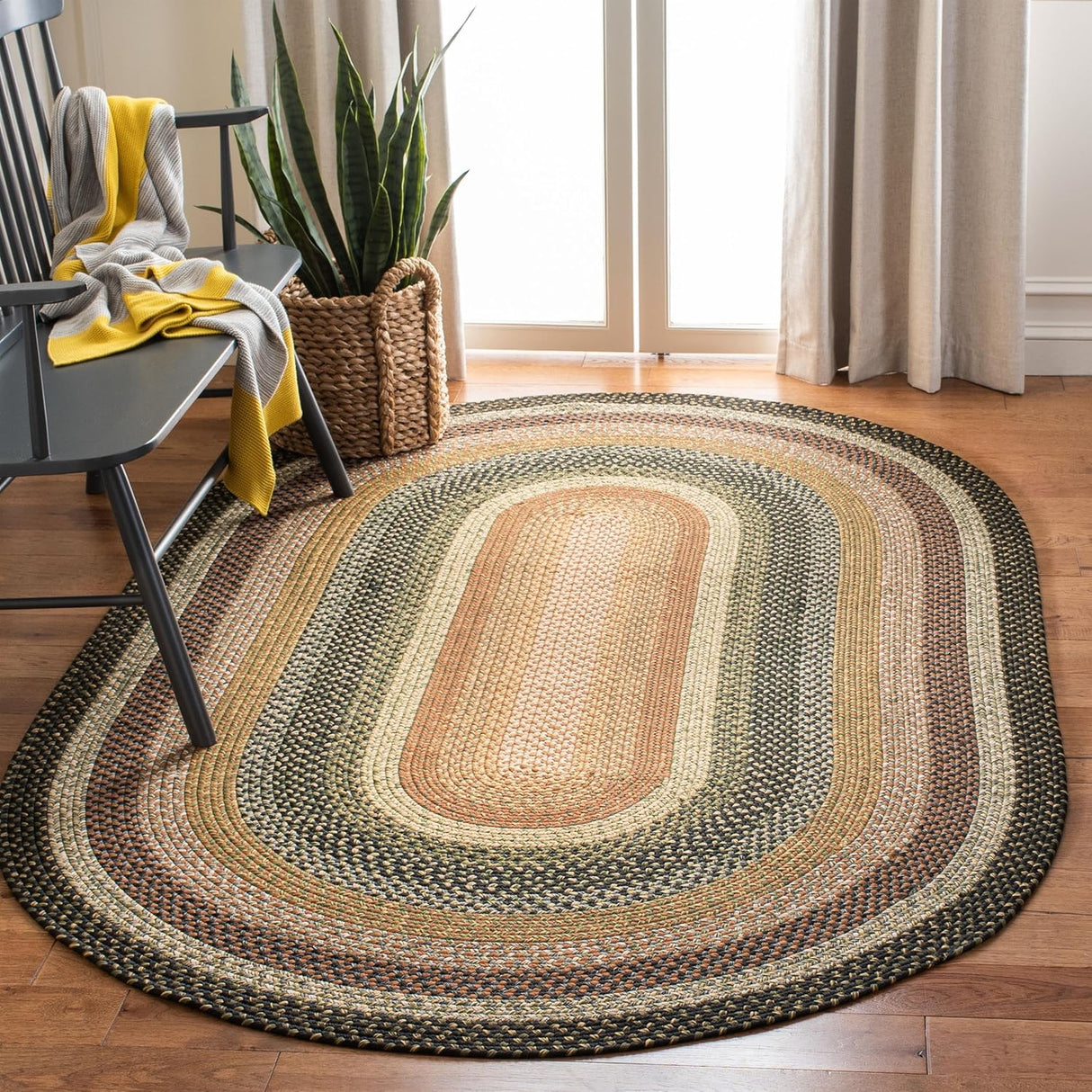 Alfombra Ovalada Geométrica Lavable para Interior/Exterior - BRD308A