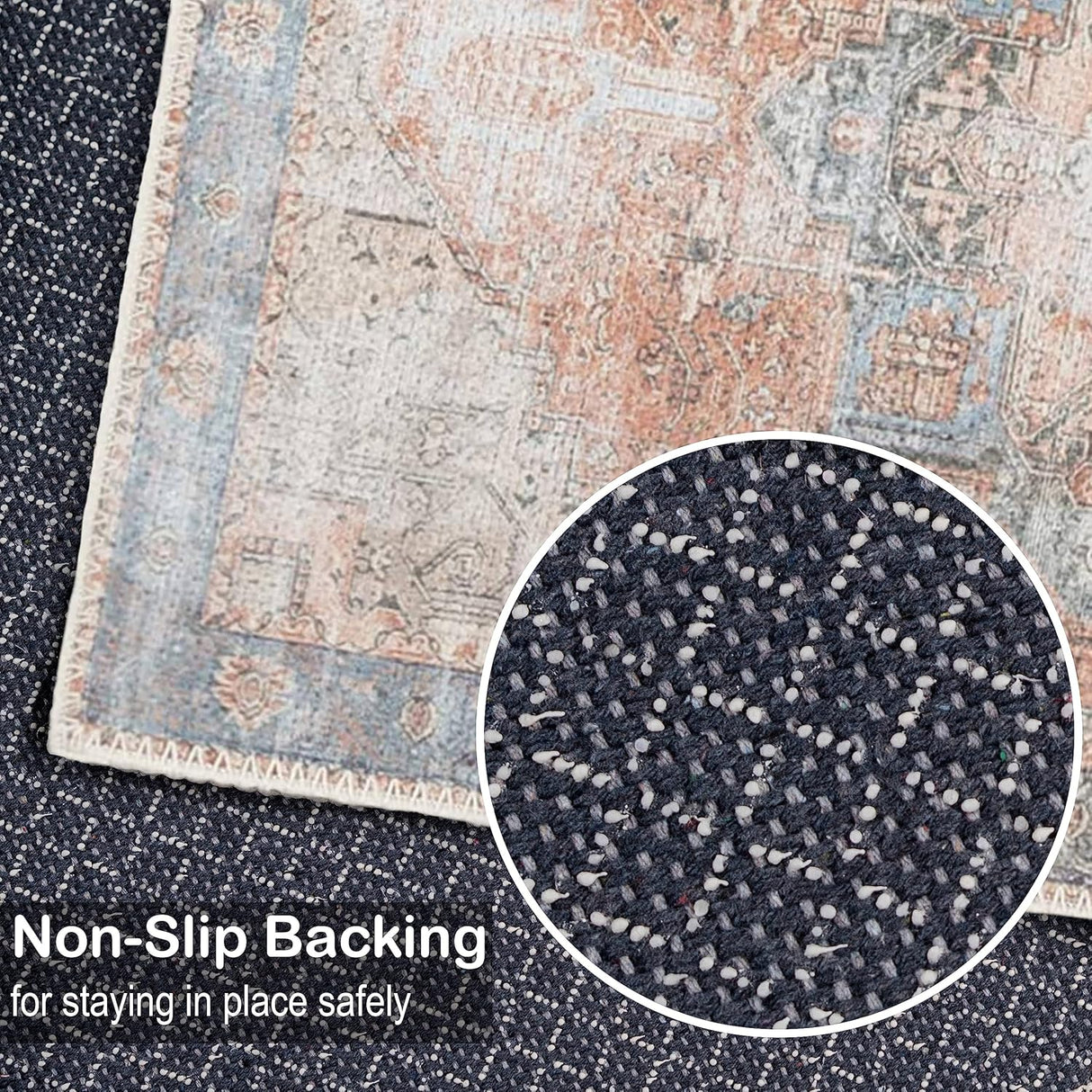 Alfombra Adiva Lavable 2x3 con Antideslizante, Vintage
