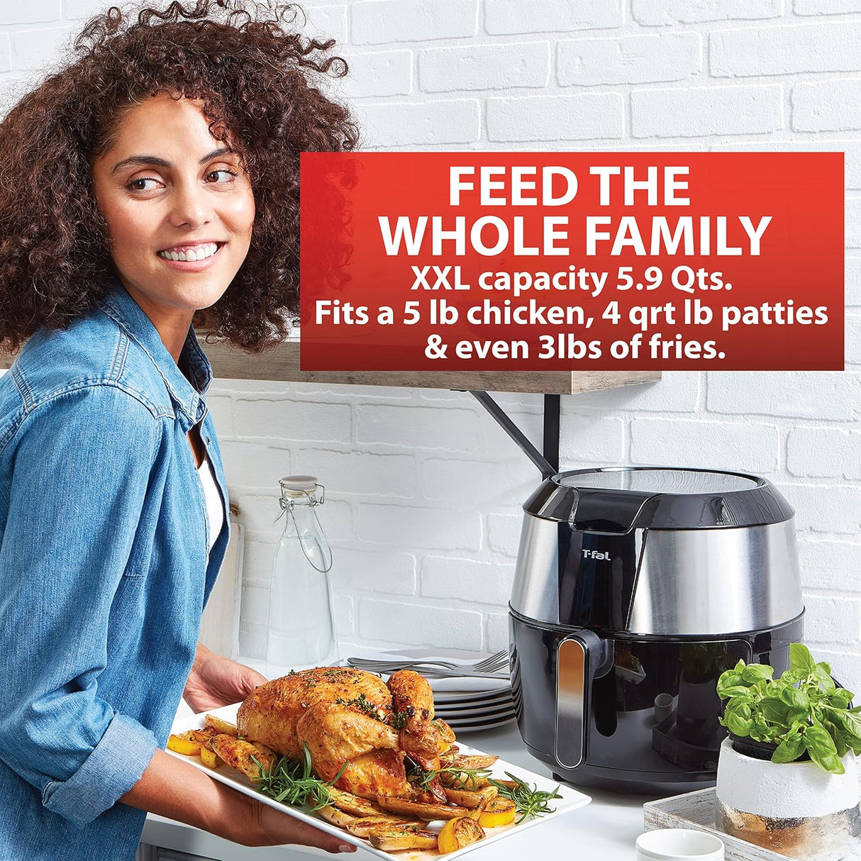 Freidora de aire y parrilla T-fal, 5.9 qt, 8 programas, XXL