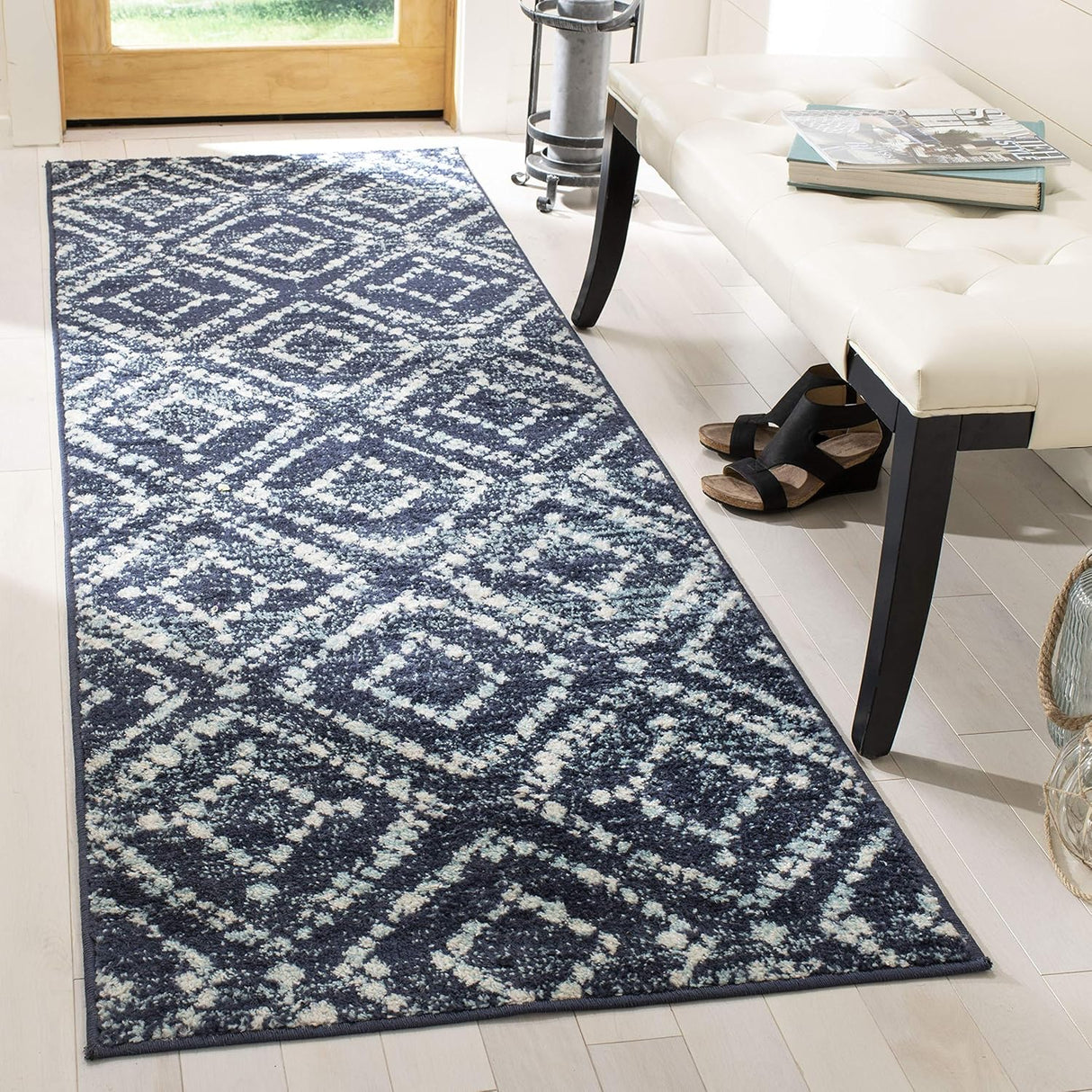 Alfombra Runner Moderna Diseño Diamante, Fácil Cuidado, ADR131N