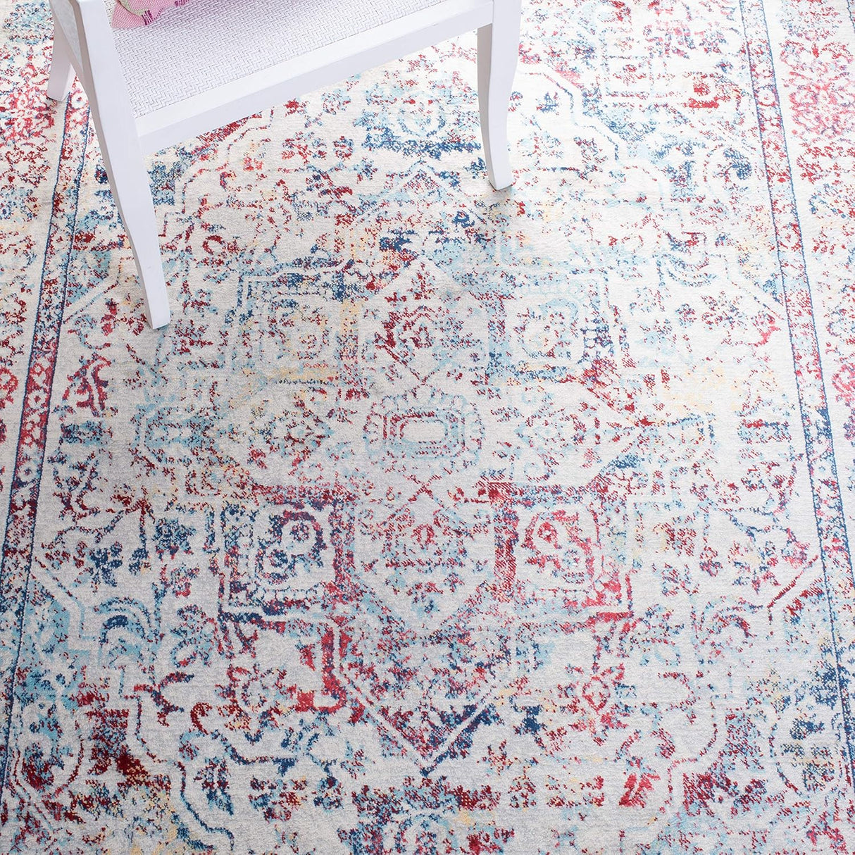 Alfombra Cuadrada Medallón Distressed, Fácil Cuidado, BNT832B