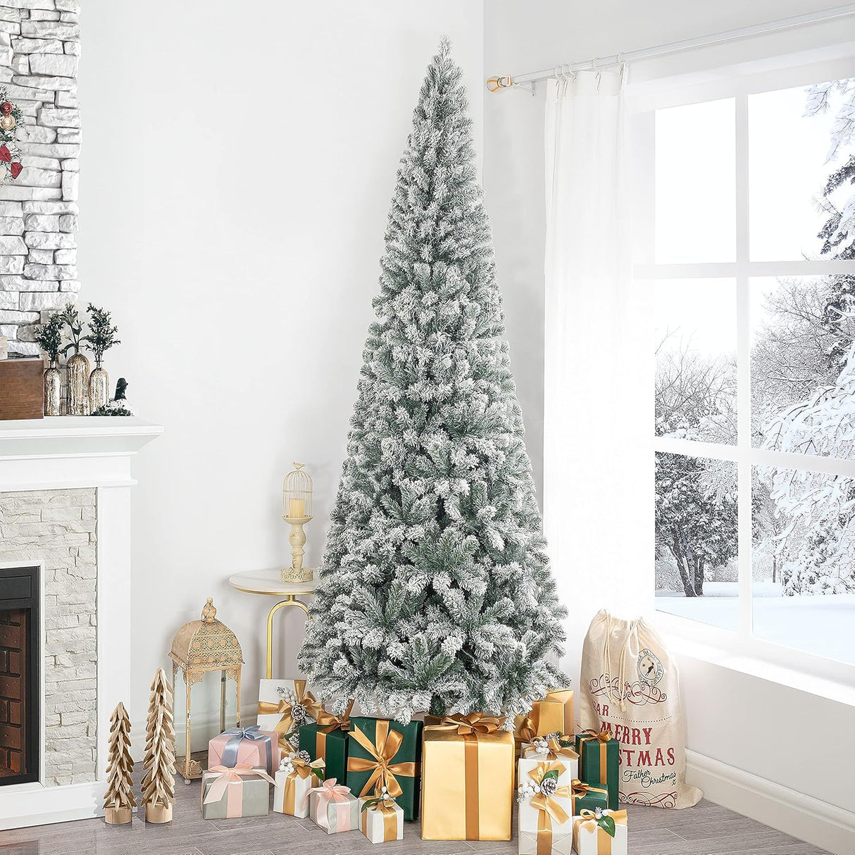 Árbol de Navidad Artificial 7.5ft Naomi Home, 350 Luces, Slim