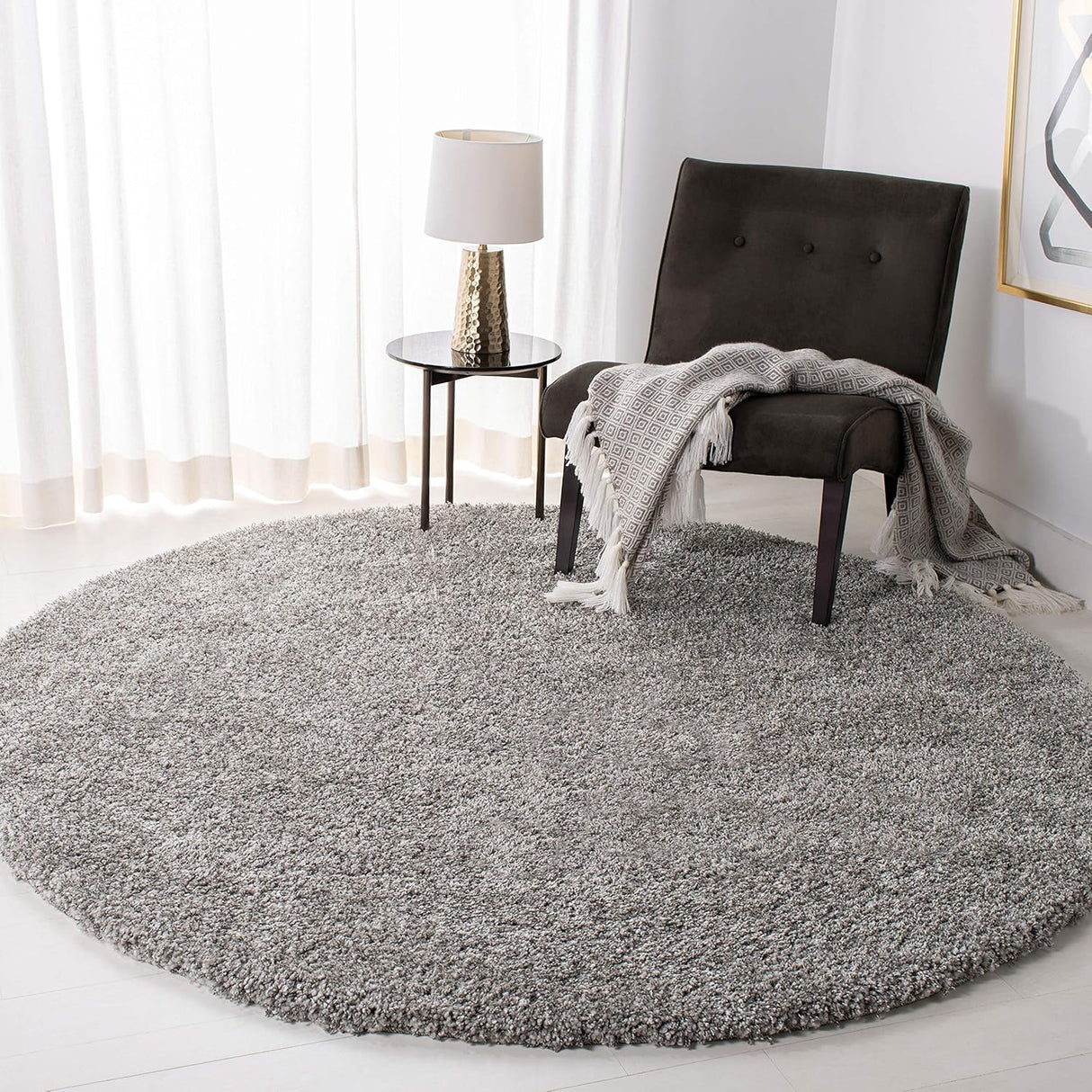 Alfombra redonda de pelaje premium de 2 pulgadas, modelo SG151