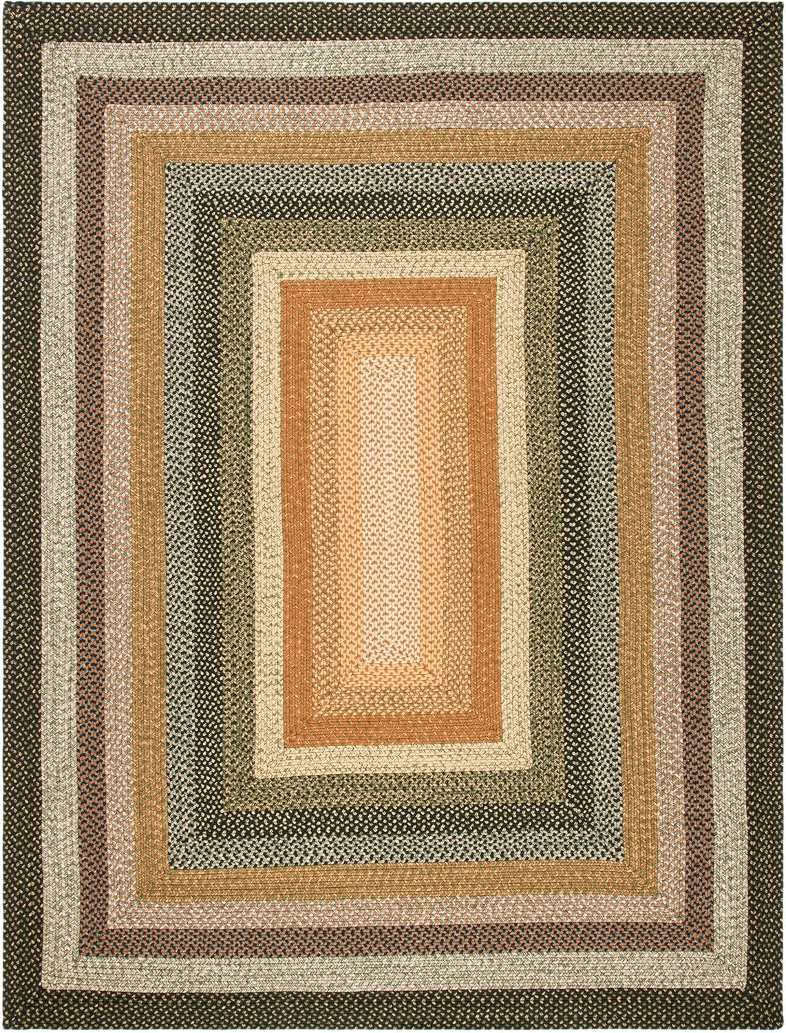 Alfombra de área trenzada, diseño geométrico, lavable, BRD308A