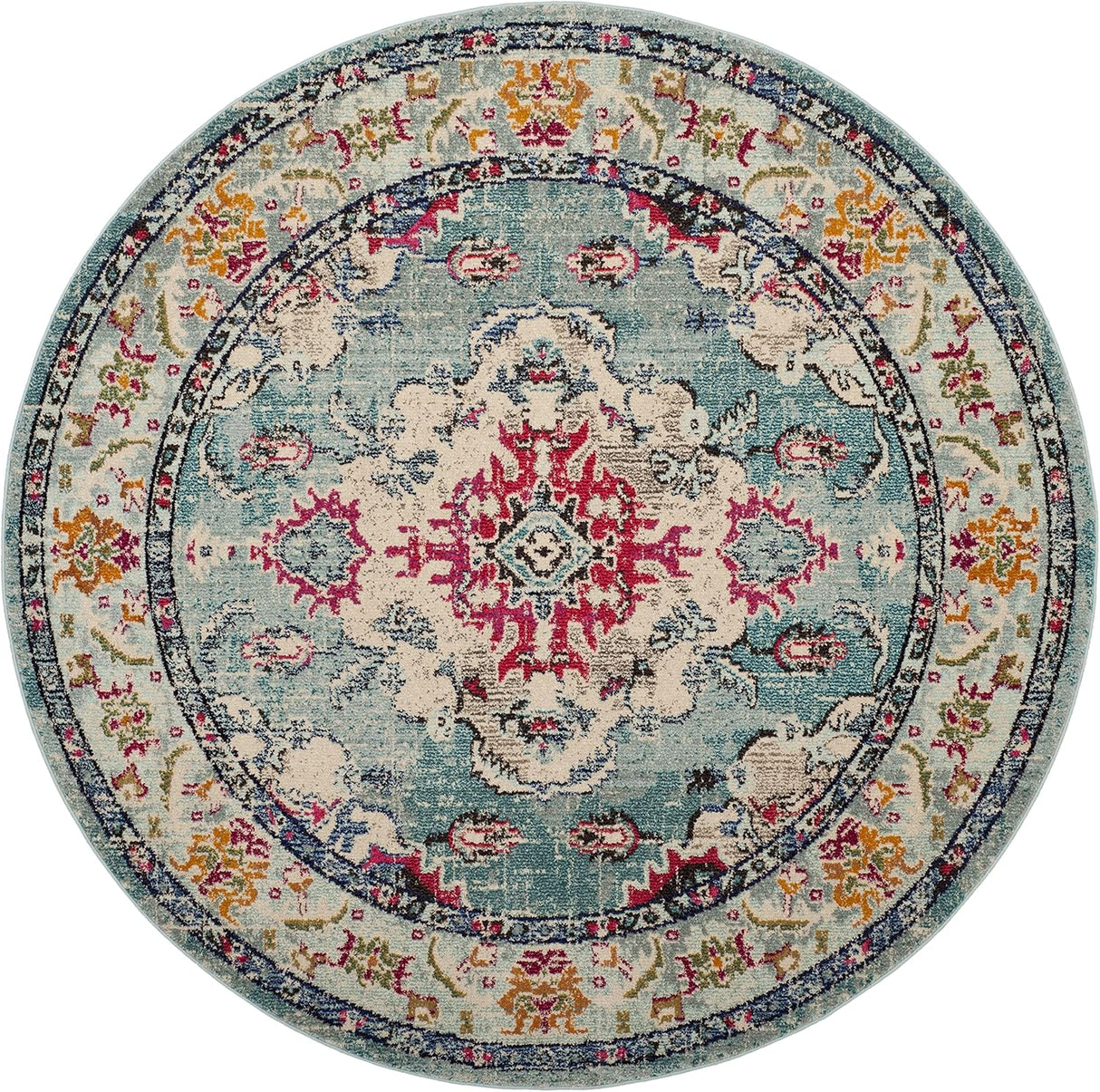 Alfombra Redonda Boho Chic Medallón Distressed MNC243J