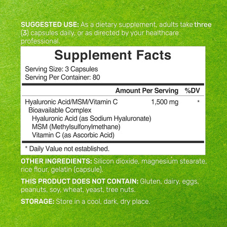 Suplementos de ácido hialurónico  240 cápsulas