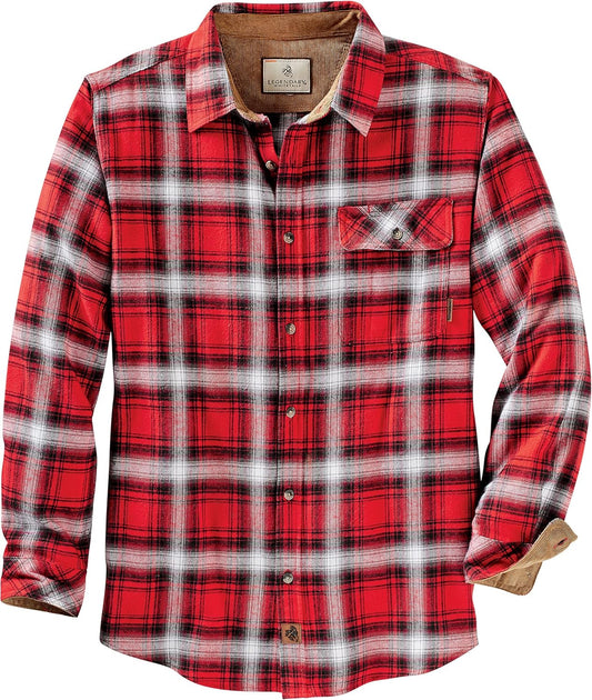 Camisa de franela para hombre talla L color roja