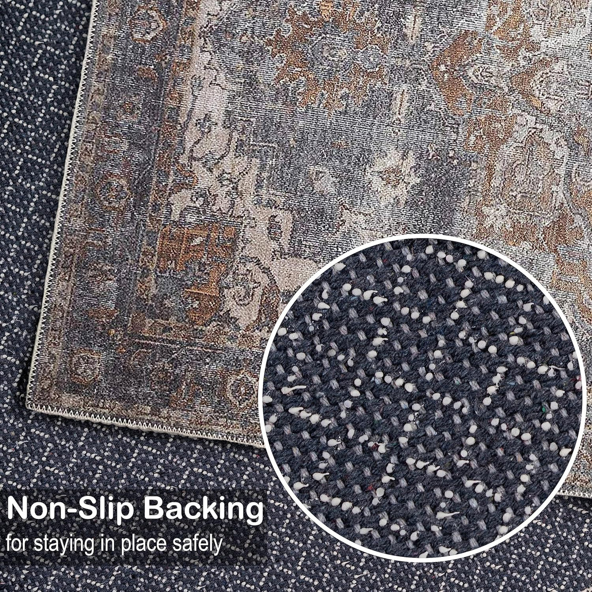 Alfombra Lavable Adiva 2x3 con Antideslizante, Vintage