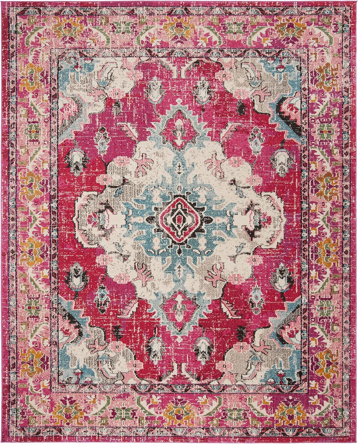Alfombra Grande Boho Chic Medallón Diseño Distressed MNC243D