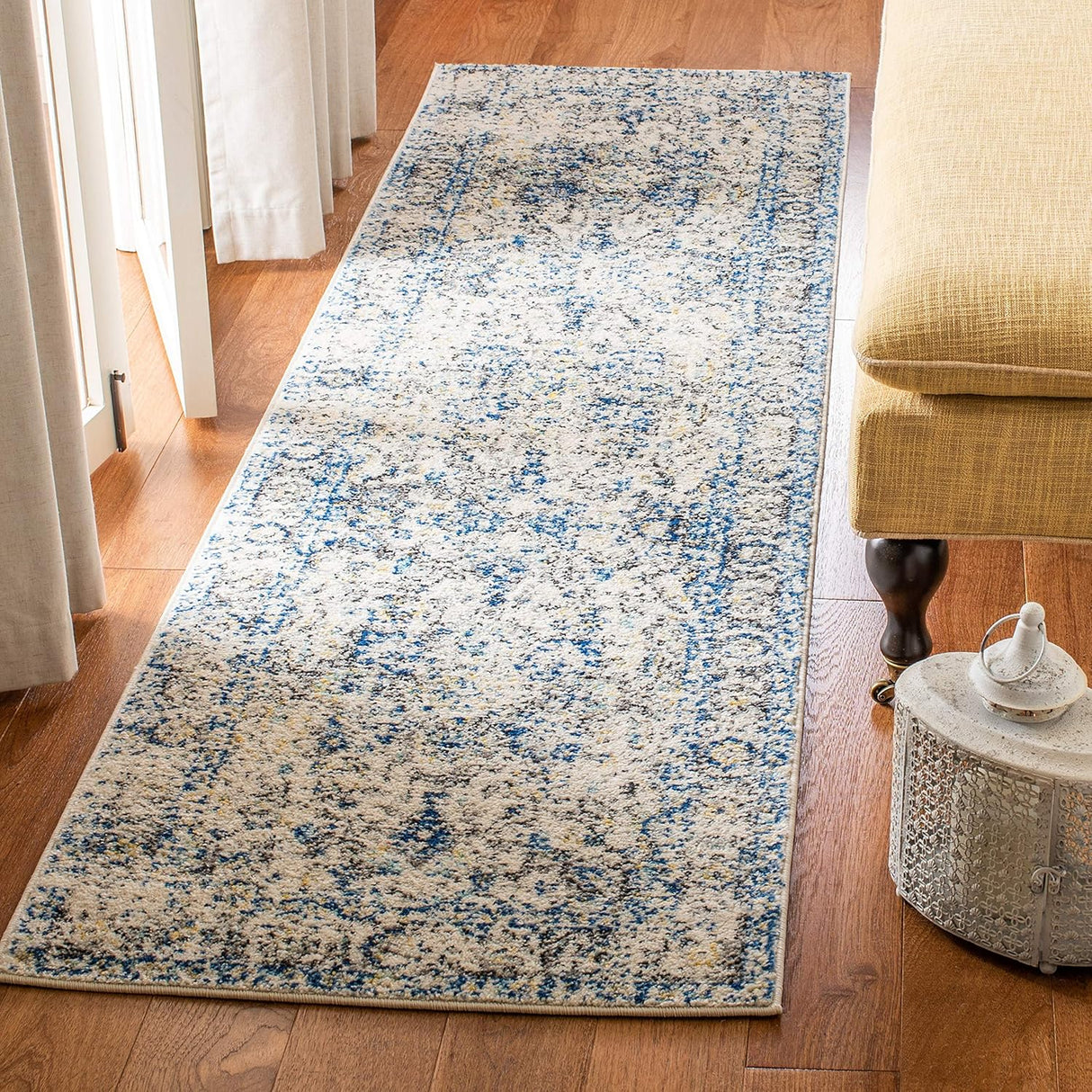 Alfombra Runner Medallón Copo de Nieve, Diseño Desgastado, MAD603F
