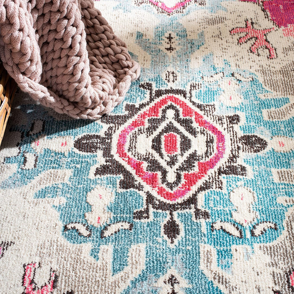 Alfombra Área Cuadrada, Diseño Boho Chic, Modelo MNC243D