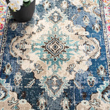 Alfombra Redonda Boho Chic Medallón Distress MNC243N