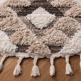 Alfombra Redonda de Piel de Oveja con Diseño Boho, MTS688A