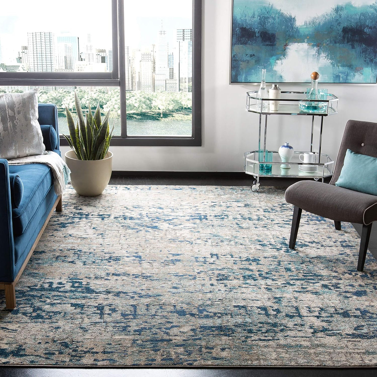 Alfombra Moderna Abstracta SAFAVIEH, No Desprende Pelusa, MAD460K