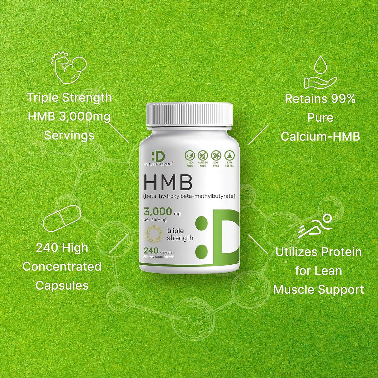 Suplementos HMB ultra fuertes 240 cápsulas DEAL SUPPLEMENT