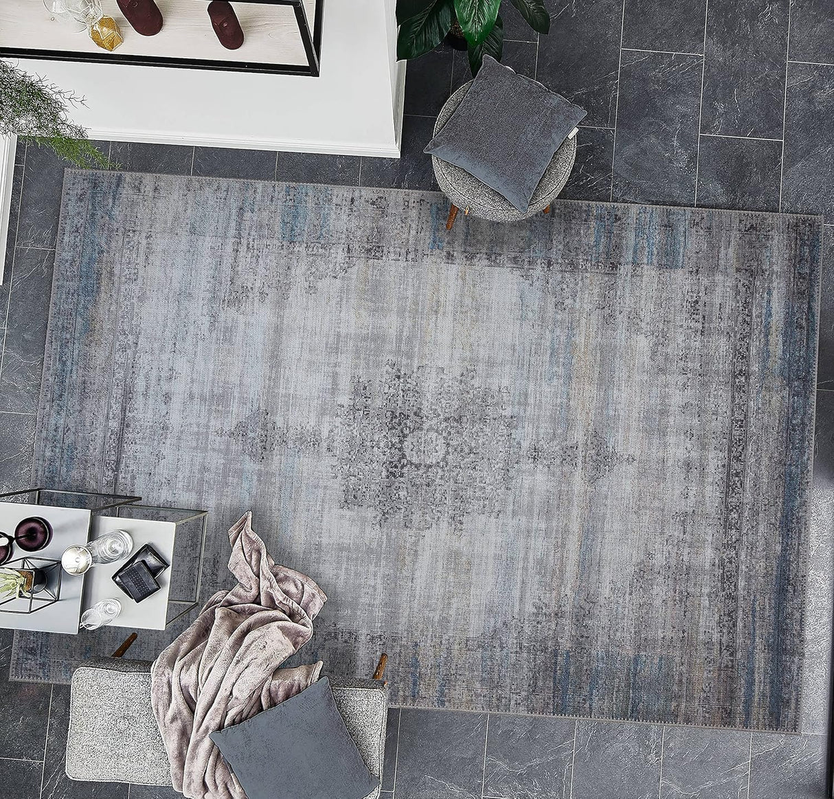 Alfombra Lavable 2x3 Adiva con Antideslizante, Vintage