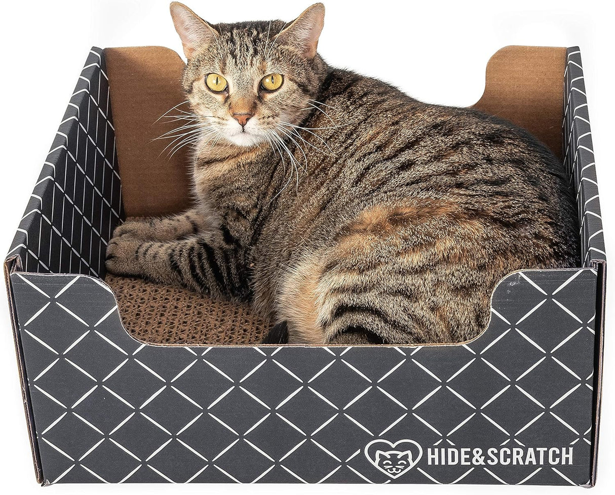 Caja rascadora y tumbona de cartón con almohadilla de gatos