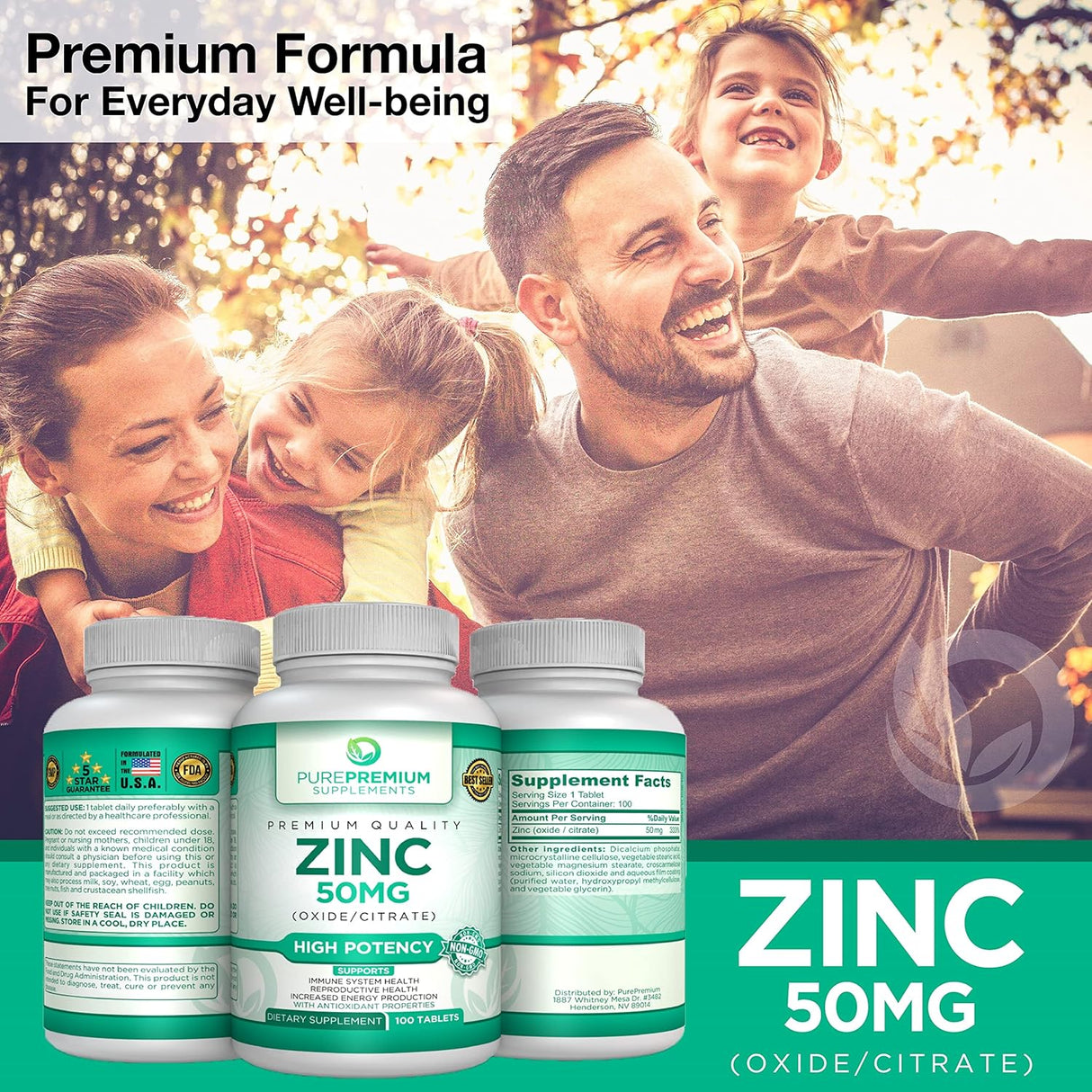 Suplementos Vitamina citrato de zinc   óxido para adultos