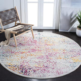 Alfombra redonda oriental desgastada para sala o comedor EVK256Q