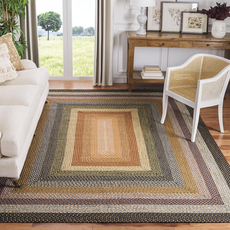 Alfombra de área trenzada, diseño geométrico, lavable, BRD308A