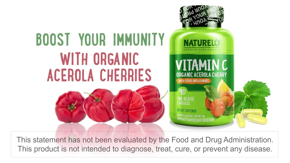 Vitamina C con acerola orgánica de cereza y bioflavonoides