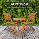 Best Choice Products - Juego de bistró de madera de acacia (3 piezas), muebles plegables adecuados para patio, jardín, balcón, terraza; incluye 2 sillas, mesa auxiliar redonda, terminación teca natural