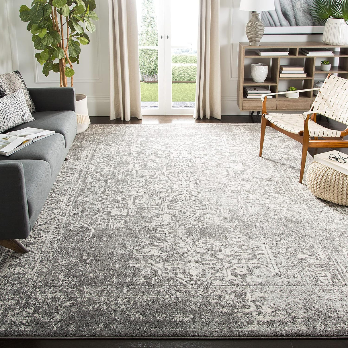 Alfombra de Área Cuadrada, Diseño Oriental, Fácil Cuidado, EVK256D