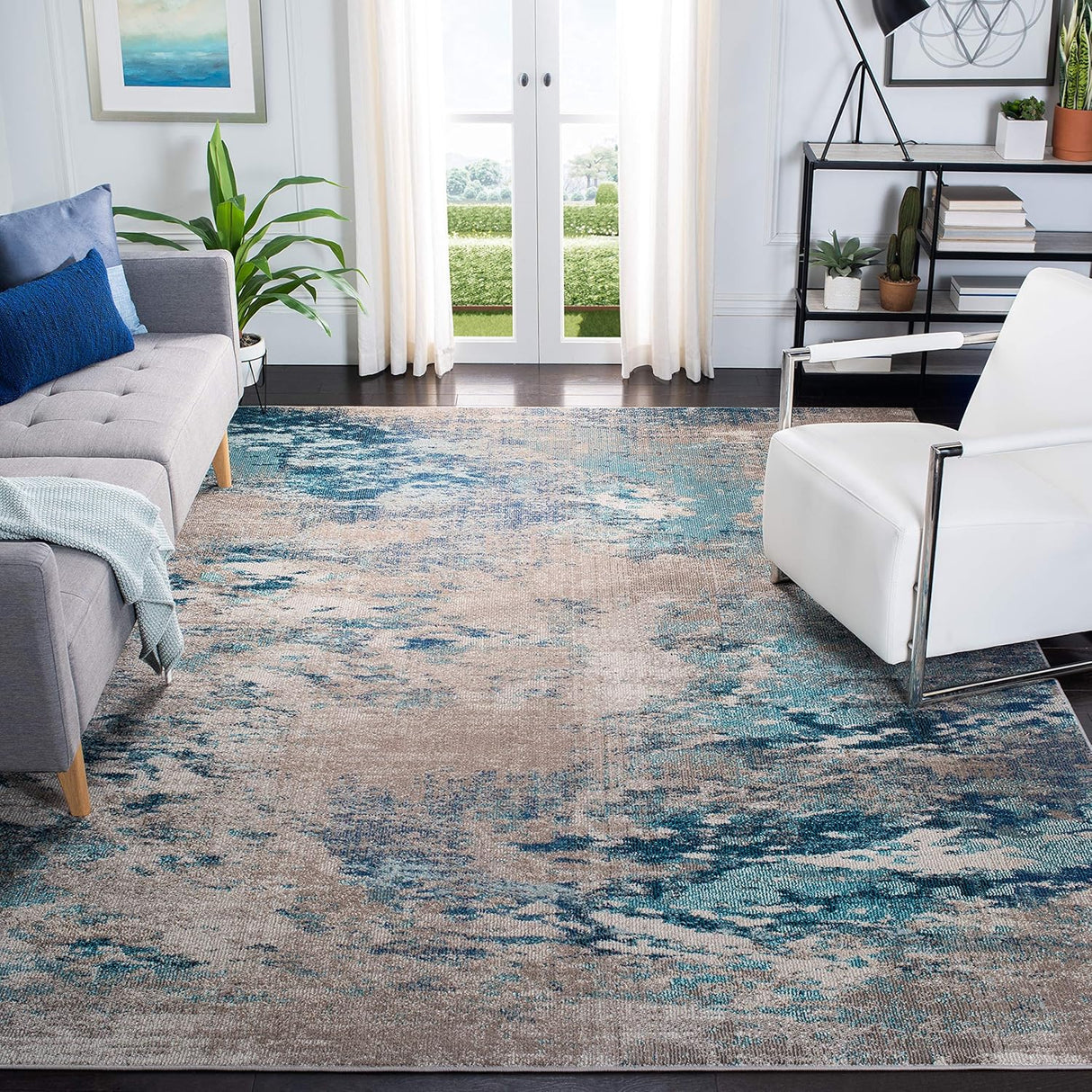 Alfombra Abstracta Moderna SAFAVIEH, No Desprende Pelusa, MAD440M