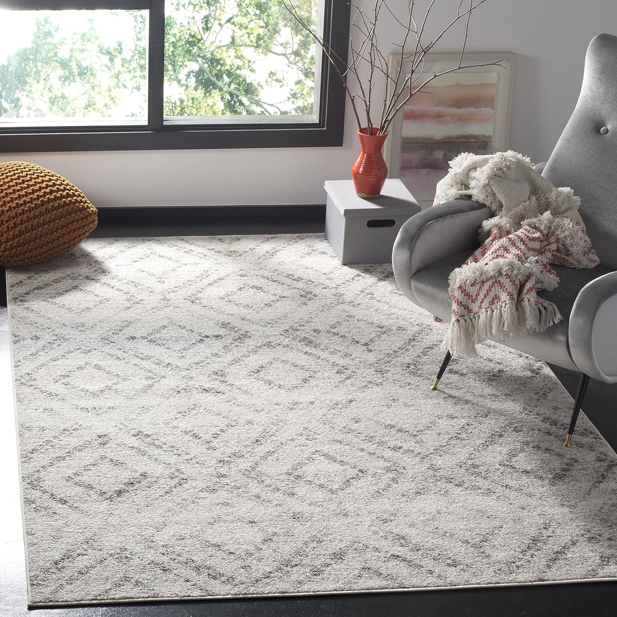 Alfombra de área moderna, diseño en diamante, ADR131C