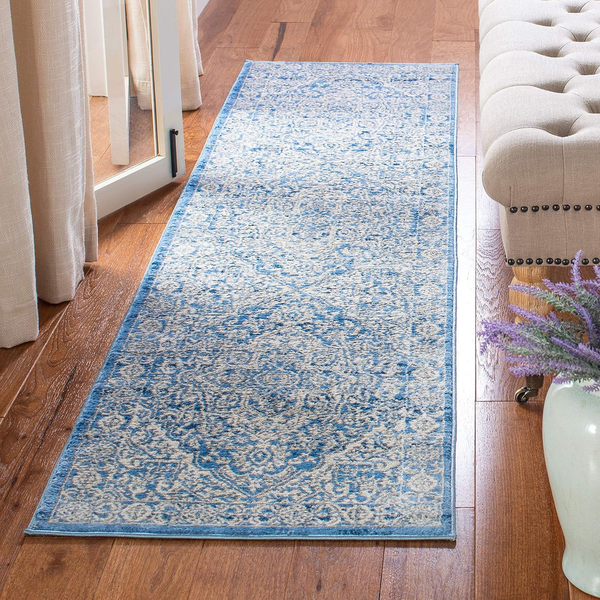 Alfombra Runner Medallón Desgastado, Fácil Cuidado, BNT832A