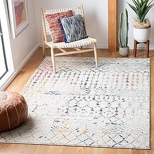 Alfombra de área, diseño marroquí boho, fácil mantenimiento, TUL270C