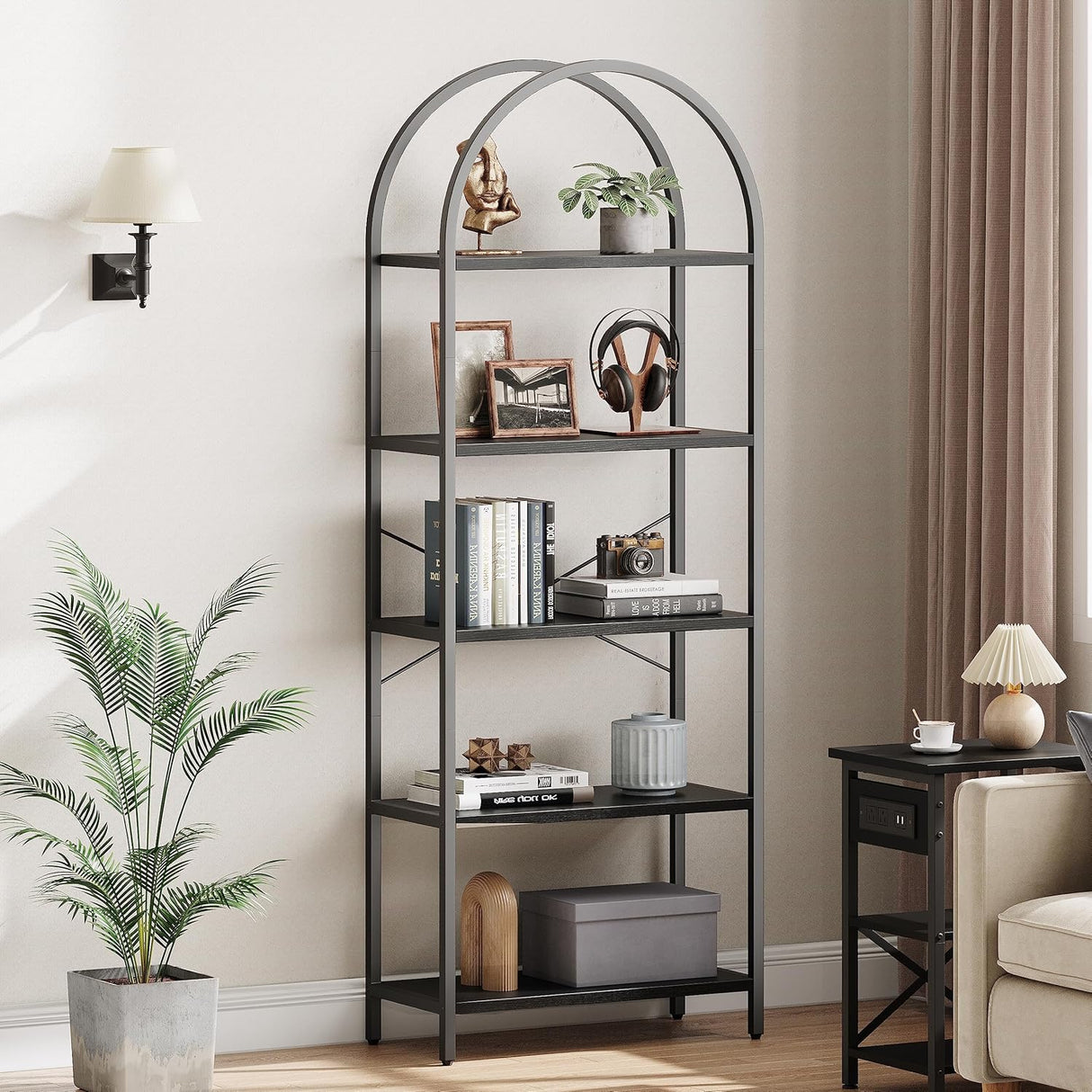 Estantería de 5 niveles IDEALHOUSE, estructura metálica, modelo arched