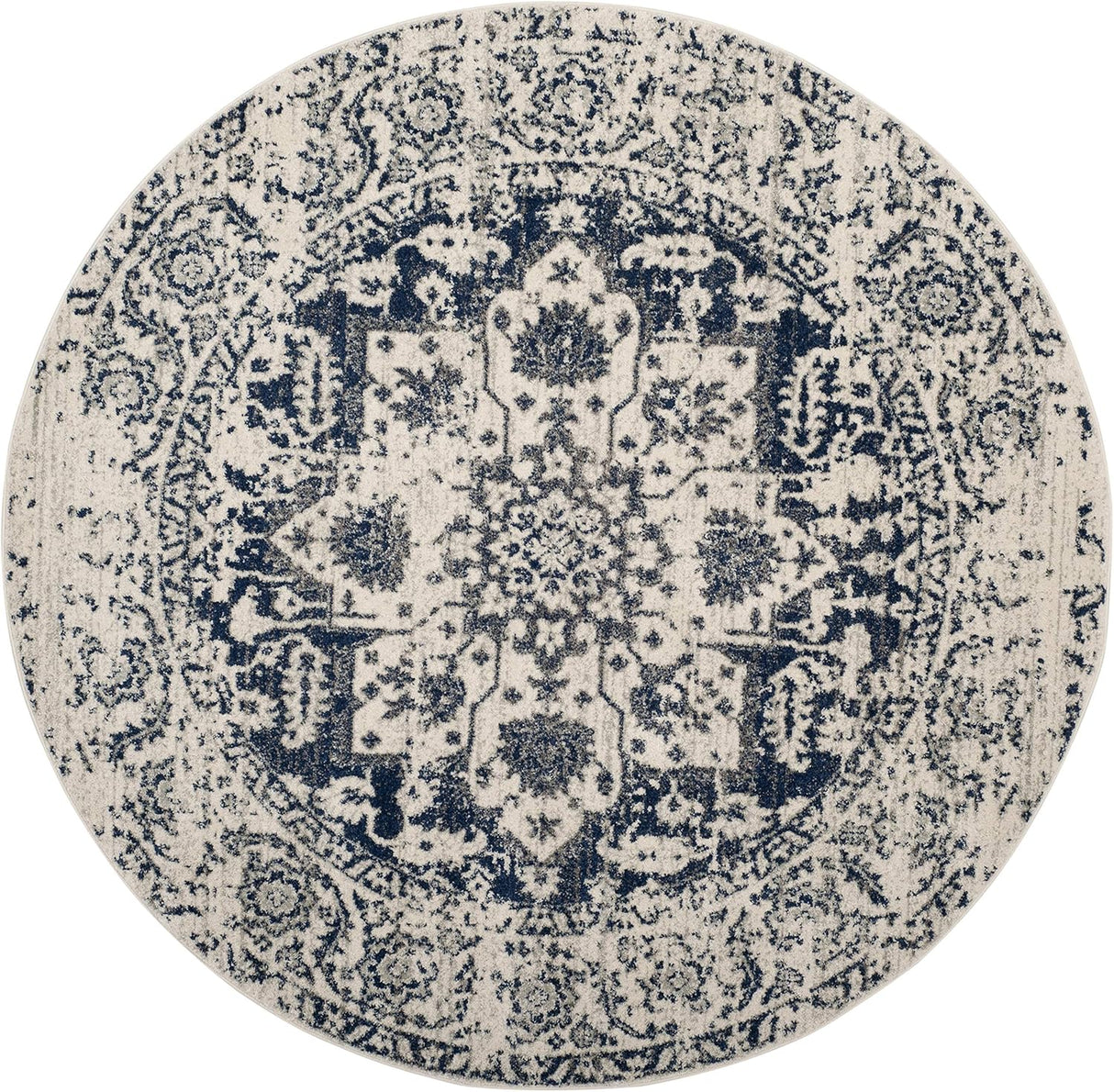 Alfombra Redonda, Diseño Medallón Nevado, Ideal para Tráfico (MAD603D)